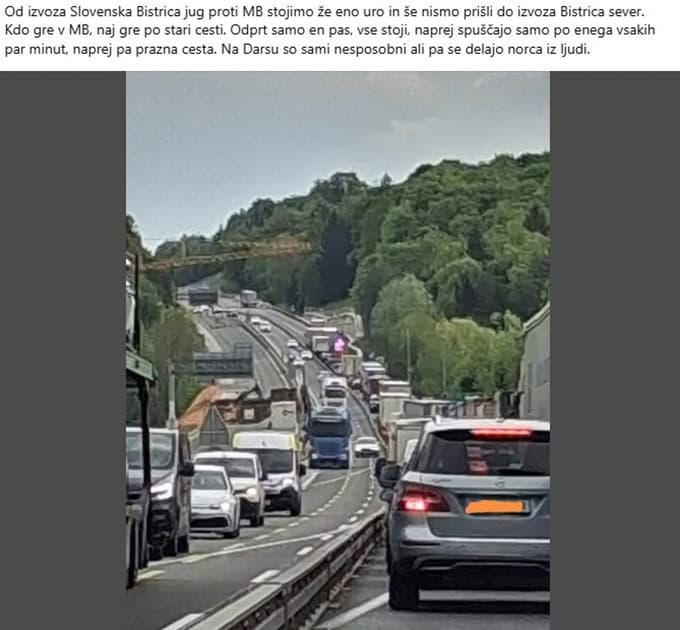 (FOTO) "So nesposobni na Darsu ali se delajo norca?" Na avtocesti v Slovenski Bistrici totalni prometni kolaps