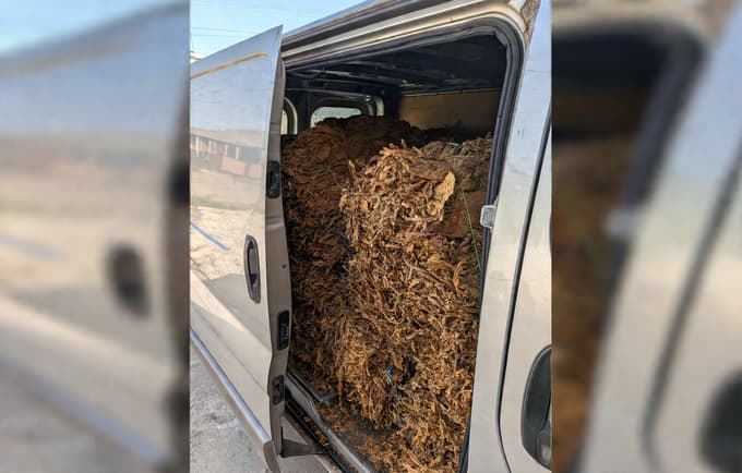 Pri Sremski Mitrovici zasegli tobak v balah.