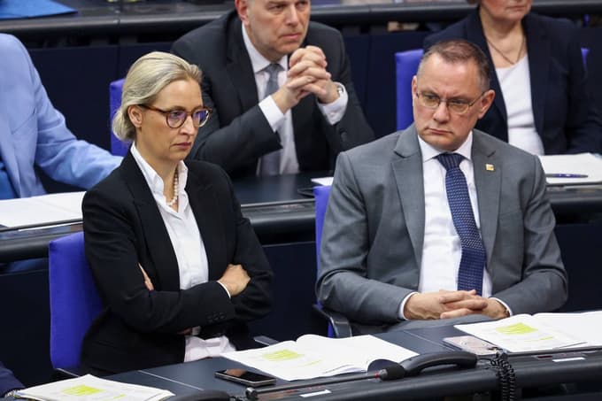 Vodji AfD Alice Weidel in Tino Chrupalla. 