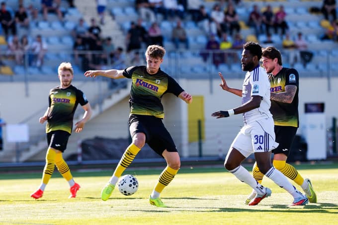 in action during Prva liga Telemach 2025/2026 football match between Kalcer Radomlje and Maribor in Domzale, Slovenia on May 3, 2026