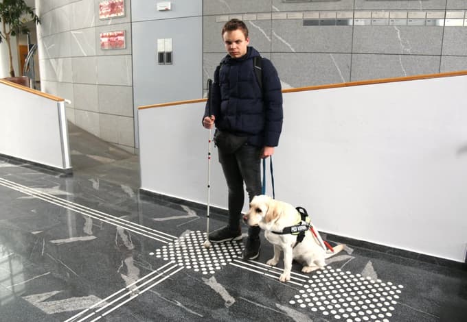 Taktilne oznake na FDV uporablja slepi študent.