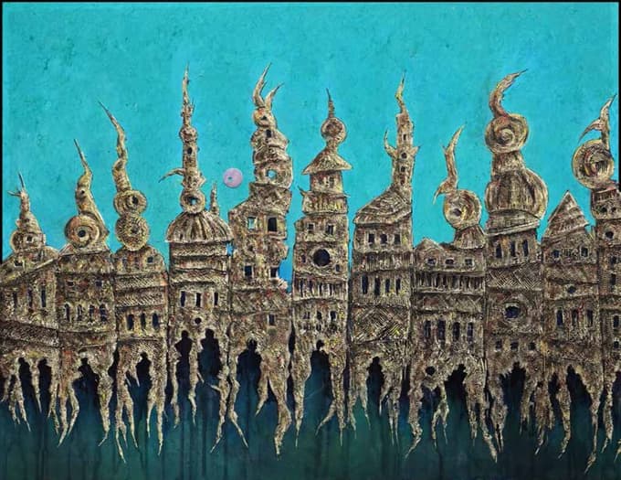 Matjaž Duh: Portal, 2026, mešana tehnika, platno 75 x 115 cm