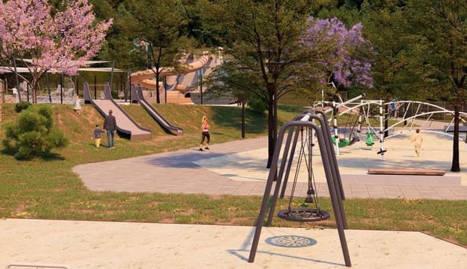 (FOTO) Tobogani namesto skakalnice: Slovenj Gradec dobiva vodni park za otroke 