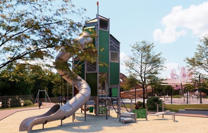 (FOTO) Tobogani namesto skakalnice: Slovenj Gradec dobiva vodni park za otroke 