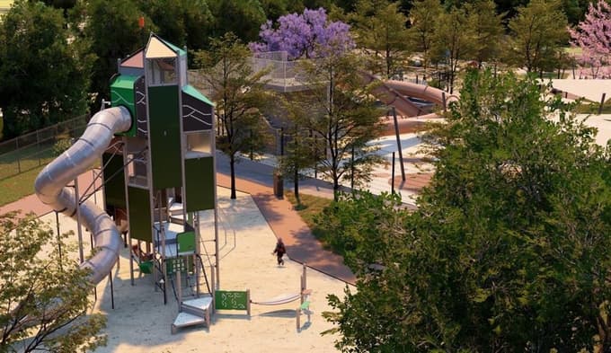 (FOTO) Tobogani namesto skakalnice: Slovenj Gradec dobiva vodni park za otroke 