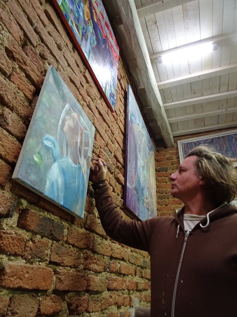 Boštjan Plesničar. Poklon medicinskemu poklicu, 2020, olje platno, umetnik ga želi preko MUS-a donorati UKC Maribor.