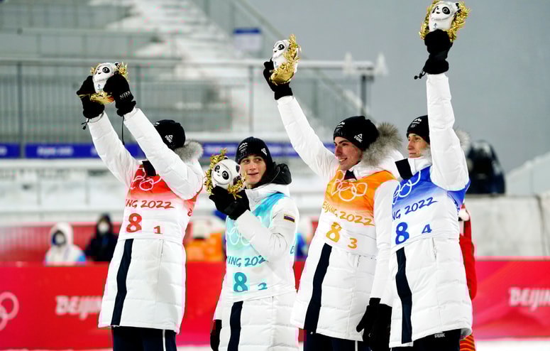 Lovro Kos, Cene Prevc, Timi Zajc in Peter Prevc
