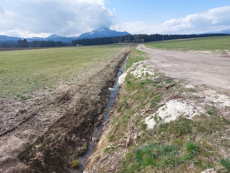 Sadra na območju Mislinjske Dobrave. V njej je po neuradnih podatkih prisoten svinec v še višji vrednosti kot pri prvih dveh vzorcih. Voda spira sadro po strugi. (foto: Arhiv Bralca)
