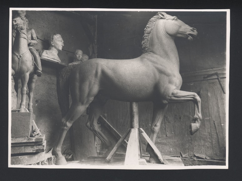 Atelje Borisa Kalina v Ljubljani, model konja v naravni velikosti.