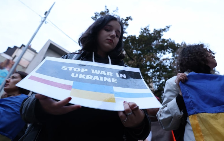 Protest v Beogradu proti vojni v Ukrajini.