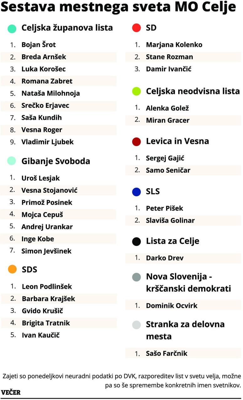 Sestava mestnega sveta MO Celje Volitve Lokalne VOlitve mestni svet 