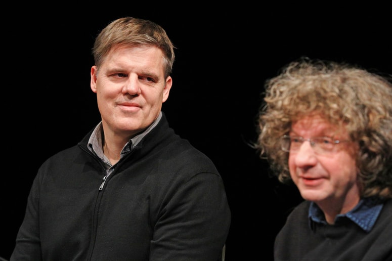 Igralec Simon Šerbinek in režiser Matjaž Latin 