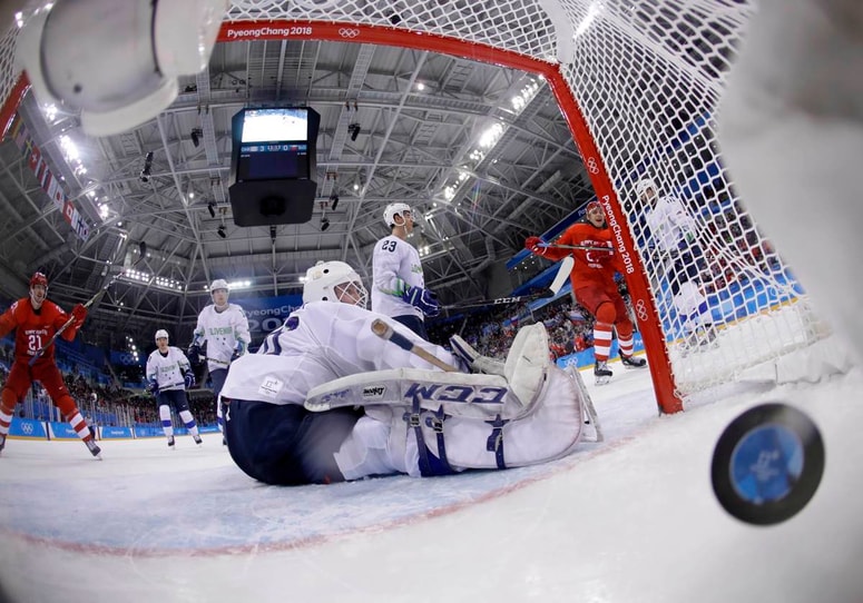 Luka Gračnar na olimpijskih igrah 2018 proti Rusom 
