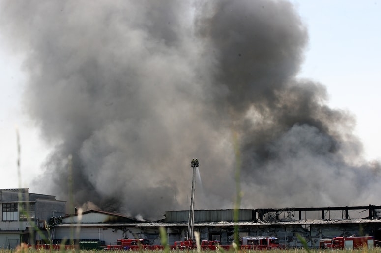 Skladišče za hrambo izdelkov svežega programa je bilo veliko več kot 13.000 kvadratih metrov. Zgorelo je na tone zalog. 