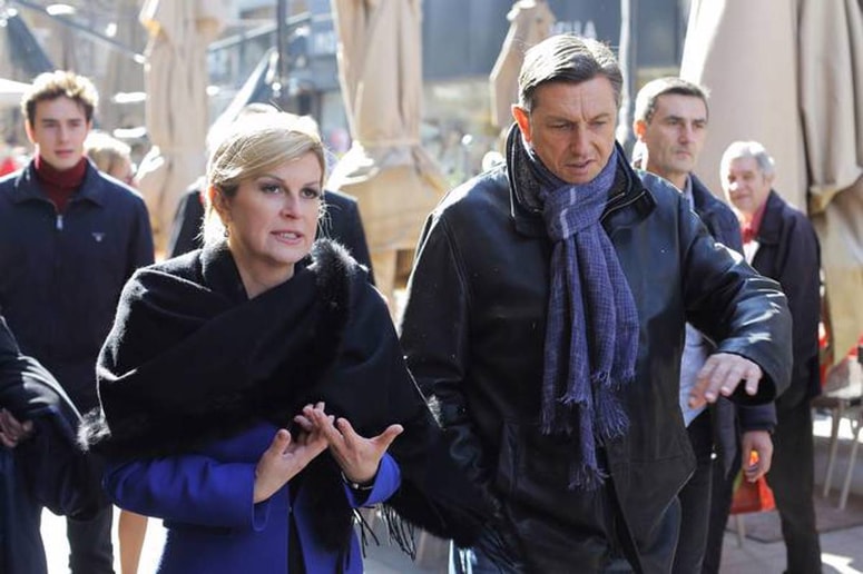 Predsednik Pahor na nedavnem neformalnem srečanju s hrvaško kolegico Grabar Kitarovićevo. Hrvaška je bila vedno med predsednikovimi prioritetami. 