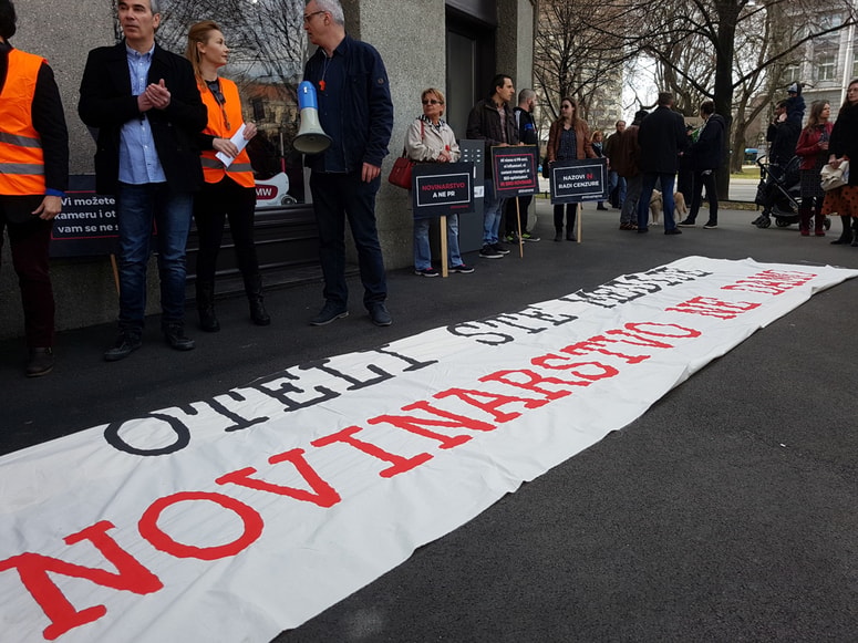 Protest v podporo novinarjem v Zagrebu