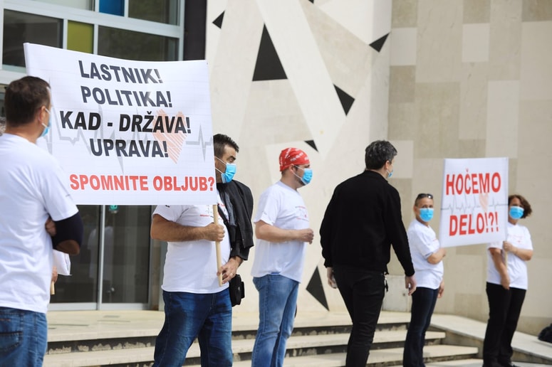 Glavna fotografija članka:(FOTO) Prvomajski shod v Velenju: "Brez Gorenja ni Velenja!"