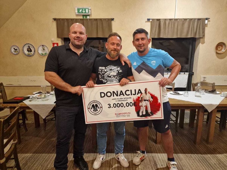 (z leve) Predsednik Judo kluba Apolon Mitja Jenuš, Miha Pečovnik in Mario Rudl