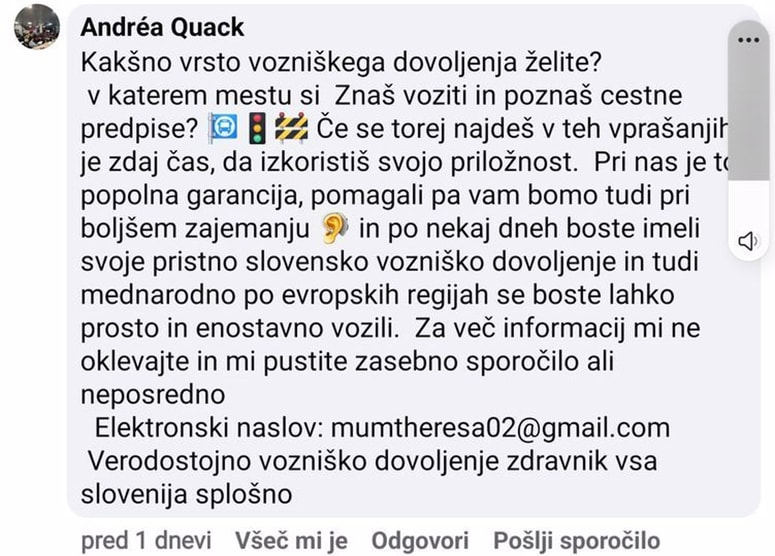 Lažni oglas na FB 