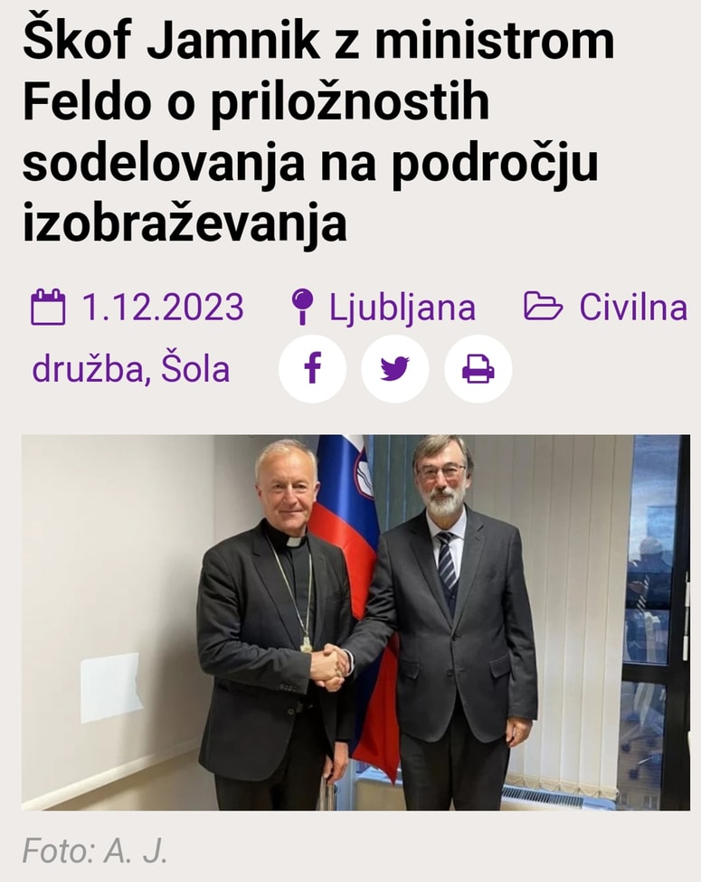 Slovenska škofovska konferenca je o srečanju poročala na spletni strani