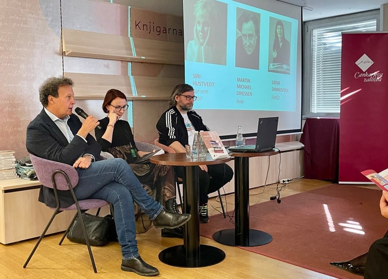 Andrej Blatnik, Nina Žitko Pucer in Aljoša Harlamov (z leve)