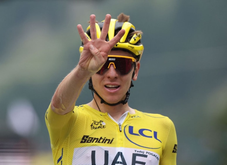 Tadej Pogačar po današnji zmagi.