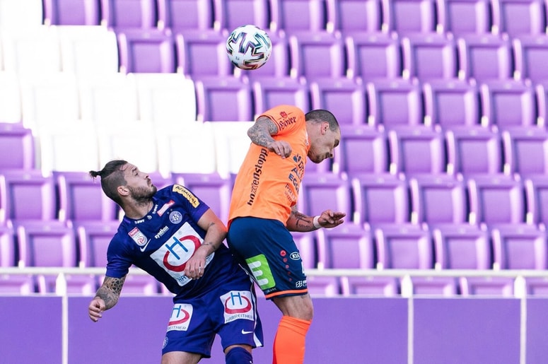 Christoph Martschinko (FK Austria Wien) in Sandro Gotal (TSV Hartberg) med prijateljsko tekmo leta 2020 na Dunaju. 