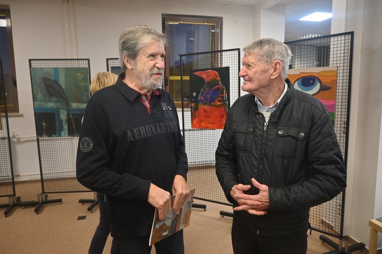 Razstava Vrnitev, društvo Jožeta Tisnikarja, Zoran Ogrinc in donator Alojzij Pavle Florjančič 