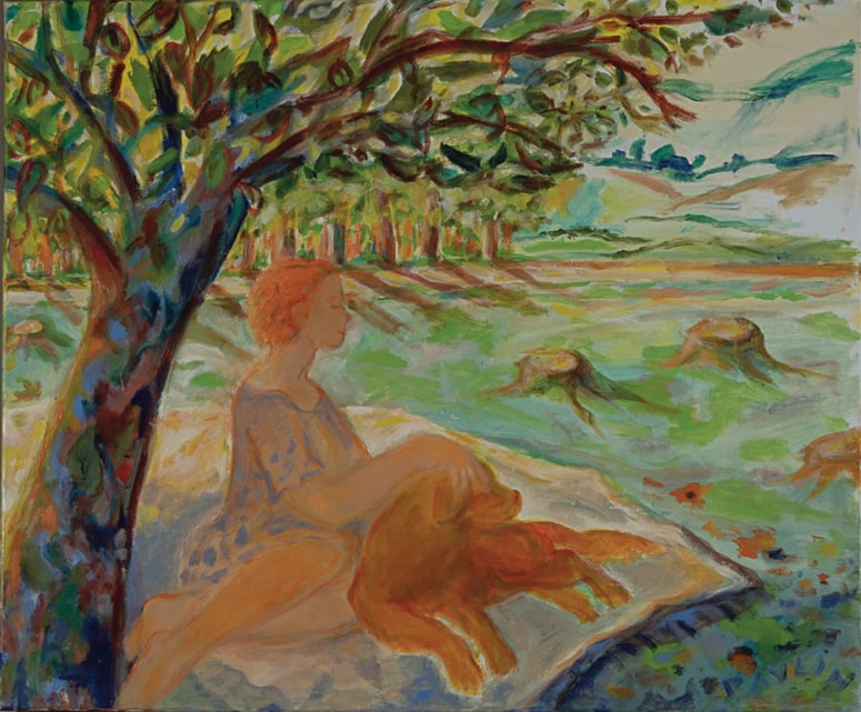 Milena Houška Pavlin, Morska pravljica, 2024, olje, platno 