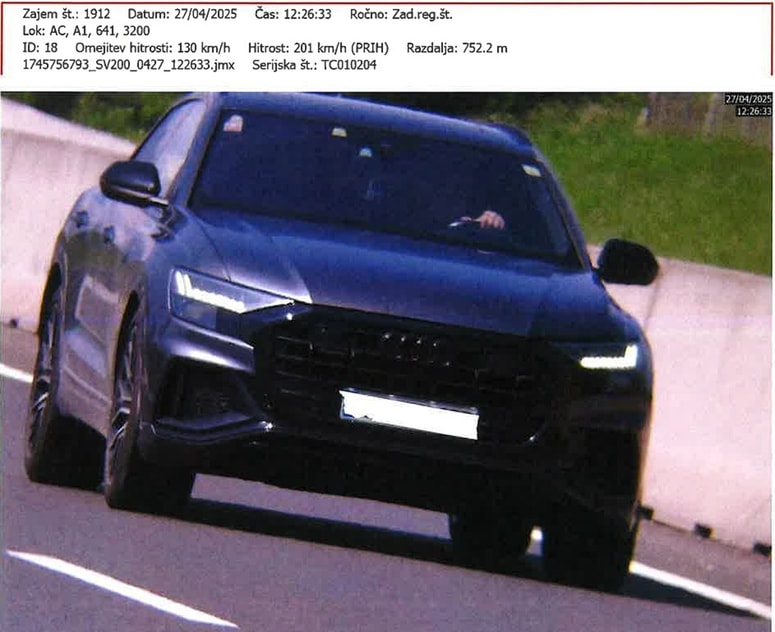 Glavna fotografija članka:(FOTO) Na avtocesti hitrost prekoračil za več kot 70 km/h