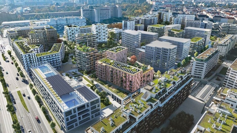 Mestna četrt Village im Dritten iz ptičje perspektive