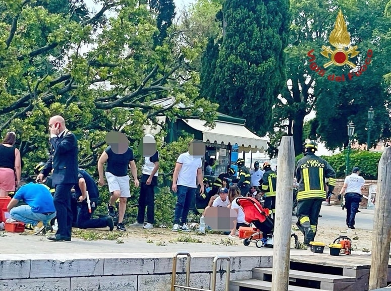 Na zelo obljudenem Piazzale Roma, v bližini avtobusne postaje, se je v Benetkah nenadoma zrušilo drevo, pri tem pa pod vejami in deblo ujelo več mimoidočih turistov. 