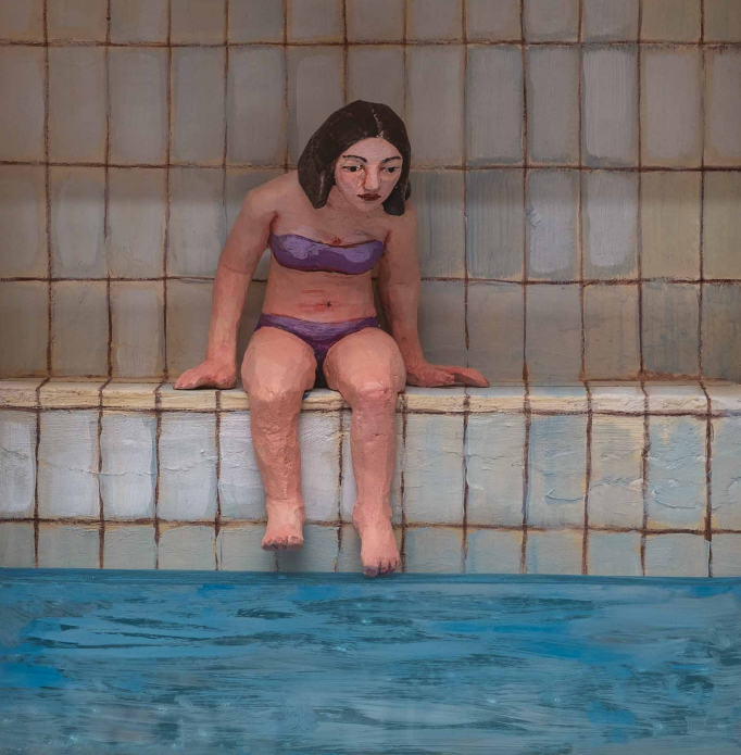 Katarina Toman Kracina: Mrzla voda, mešana tehnika, 2025, 20 x 20 x 7 cm 