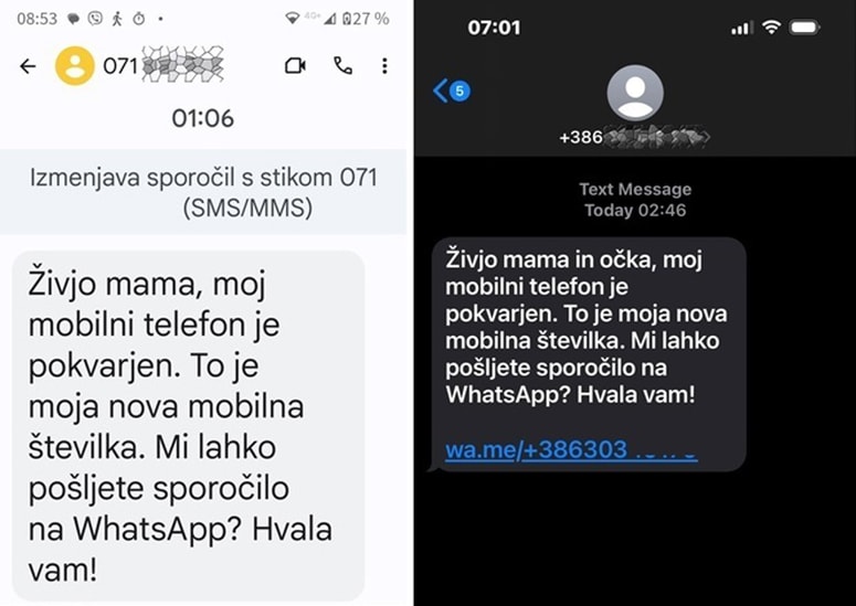Glavna fotografija članka:Prevara s SMS-sporočili: Živijo, mama in očka, sem v težavah, mi lahko, prosim, nakažeta denar?