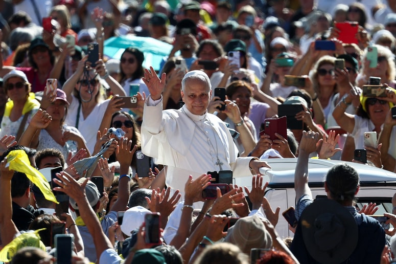 Papež Leon XIV pred začetkom današnje avdience