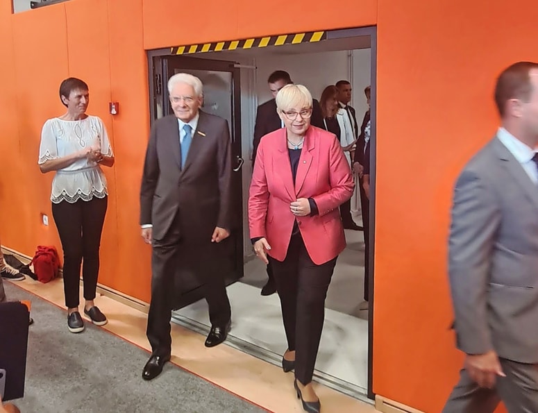 Sergio Mattarella in Nataša Pirc Musar ob otvoritvi italijanske šole Collegio dei Nobili v Kopru.