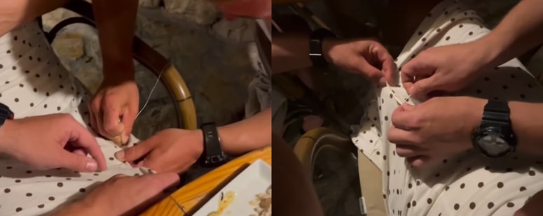 Natakar je v restavraciji na Hvaru gostji zašil luknjo v obleki.