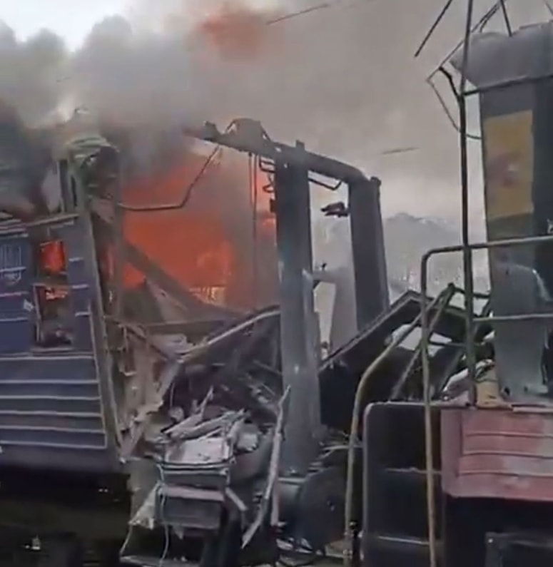 Posledice ruskega napada na vlak v regiji Sumi