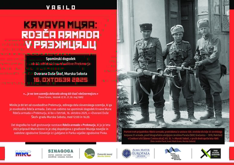 Vabilo na spominski dogodek ob 80-letnici osvoboditve Prekmurja v Murski Soboti 16. oktobra 2025 