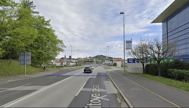 Lokacija novega prehoda za pešce pri Europarku. 