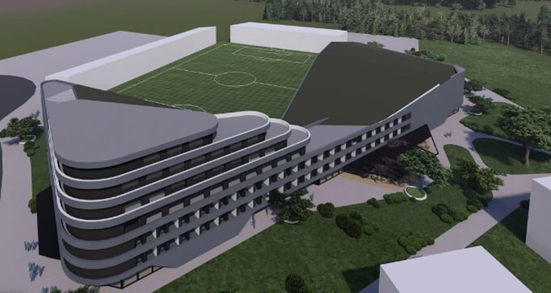 Tako bi izgledala prenovljena Bonifika s pokrito streho in hotelom. 