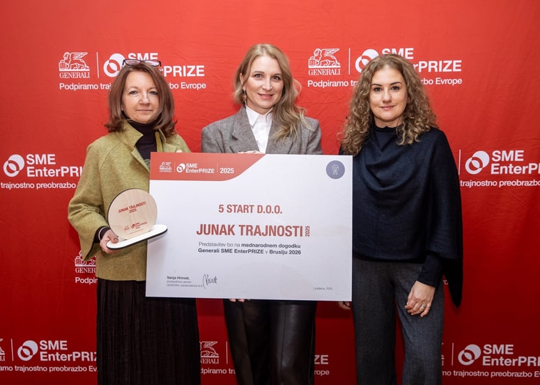 Z nagrado je podjetje 5 Start prejelo tudi 10.000 evrov, s čimer Generali dodatno podpira nadaljnji razvoj njihovih trajnostnih projektov.