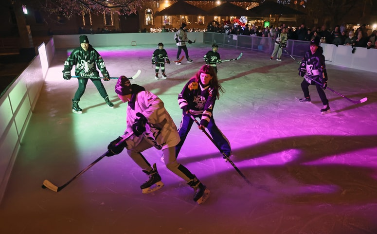 Na ploskvi so se za ploščkom podili lisjaki iz Hokejsko drsalnega kluba Maribor. 