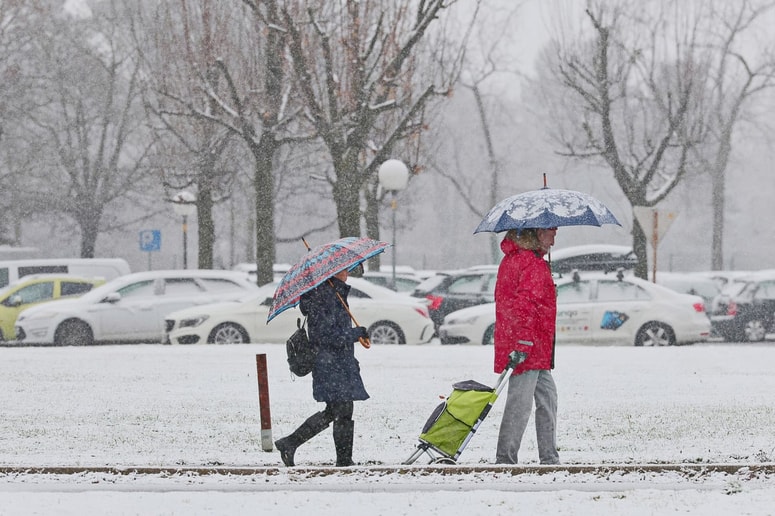 V petek bo na severovzhodu snežilo do nižin.