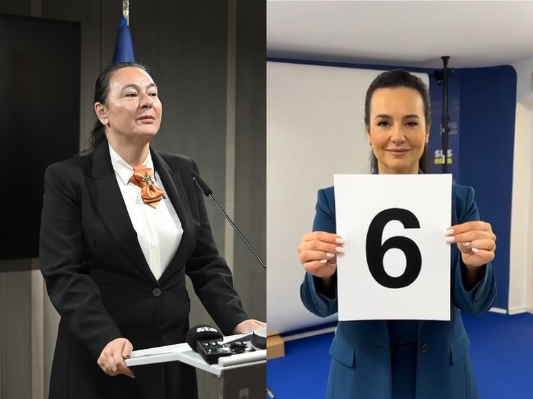 Levo je Anja Bah Žibert na novinarski konferenci oktobra lani, desno pa je utrinek iz videa, ki ga je pred dnevi na Facebooku objavila poslanka.