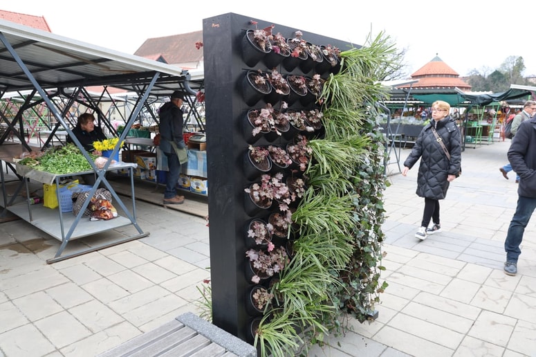 Zeleno steno so postavili na frekventni lokaciji, kjer se dnevno zadržuje veliko obiskovalcev tržnice.
