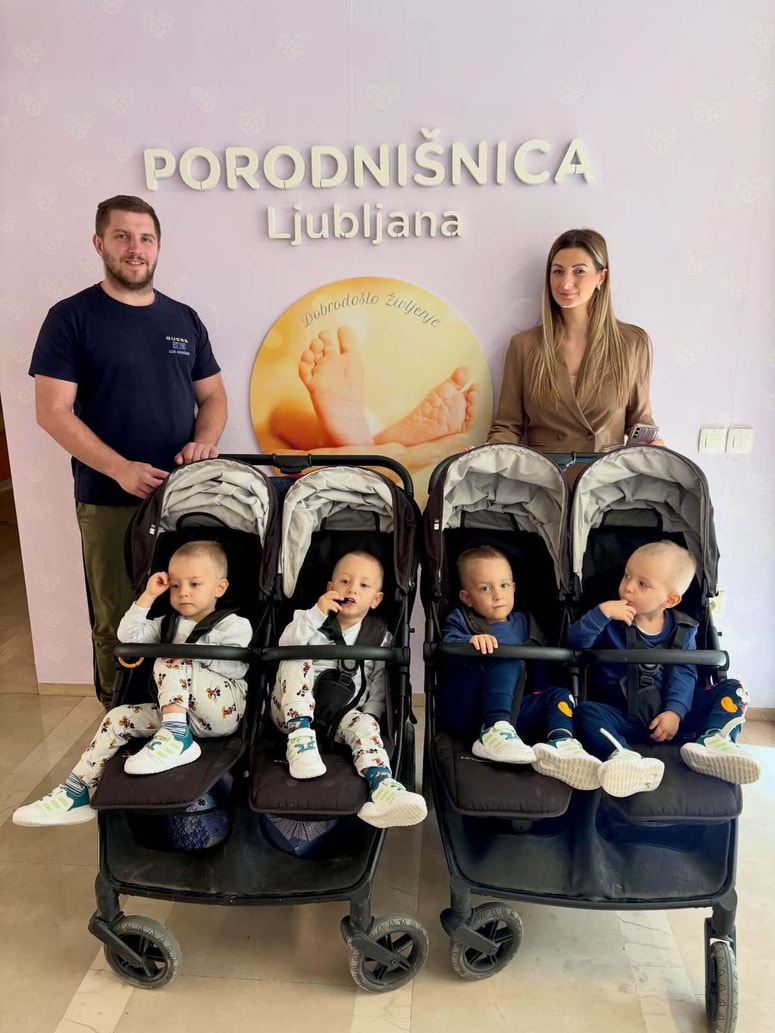 Starša s četverčki, Matej, Luka, Mark, Jovan