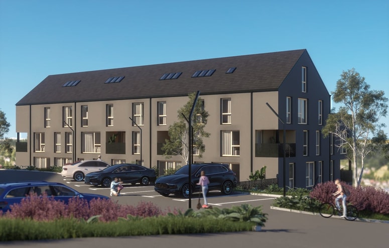 Glavna fotografija članka:Večstanovanjska montažna gradnja dobiva vse večji pomen: v Šentilju nova lesena večnadstropna stavba