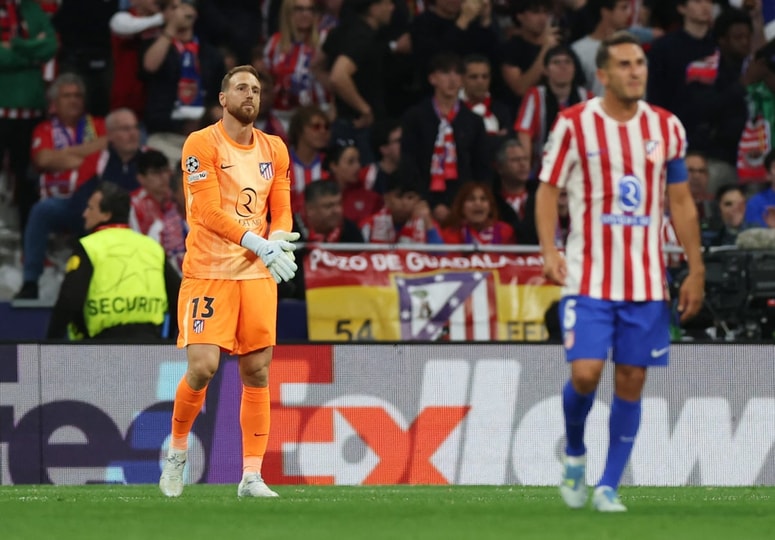 Jan Oblak po prejetem golu. Atletico je potem brez večjih pretresov dvoboj pripeljal do neodločenega konca.