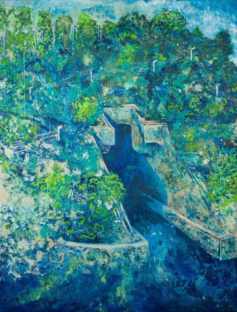 Natalija Borčić: Tunel, 190 x 150 cm, olje in akril na platnu 